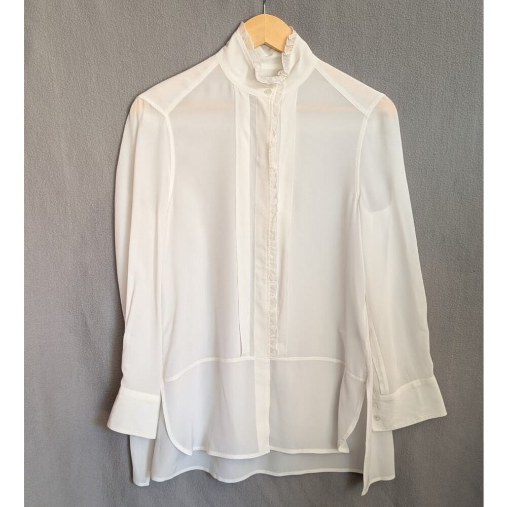Goop G. Label Litvack Off-White 100% Silk Button-Down Blouse Shirt, size 0